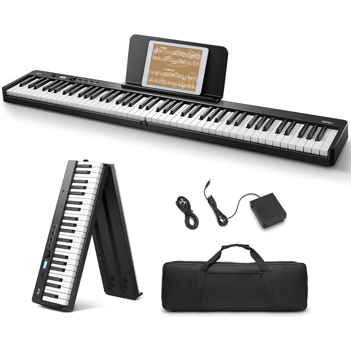 Eastar EP-10 Electronic Piano 88 Key Keyboard Foldable Lightweight Wireless MIDI Function Touch Response Function Pedal & Soft Case Included
