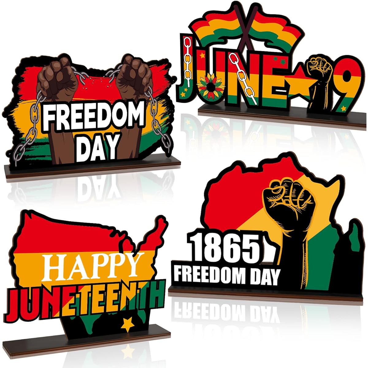 Juneteenth Wooden Centerpieces Table Wood Mantle June 19th Party Decorations Wooden Table Decor Centerpieces Juneteenth Party Favors for June 10th Home Desktop Decorations