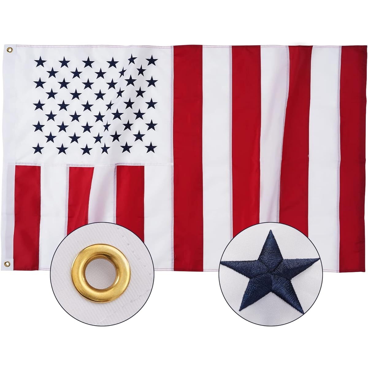SYII Civil Peace Flag 3x5ft Outdoor Made in USA Embroidered Stars United States Civil Peace Flag with 2 Brass Grommets and Sewn Stripes Heavy Duty 210D Polyester