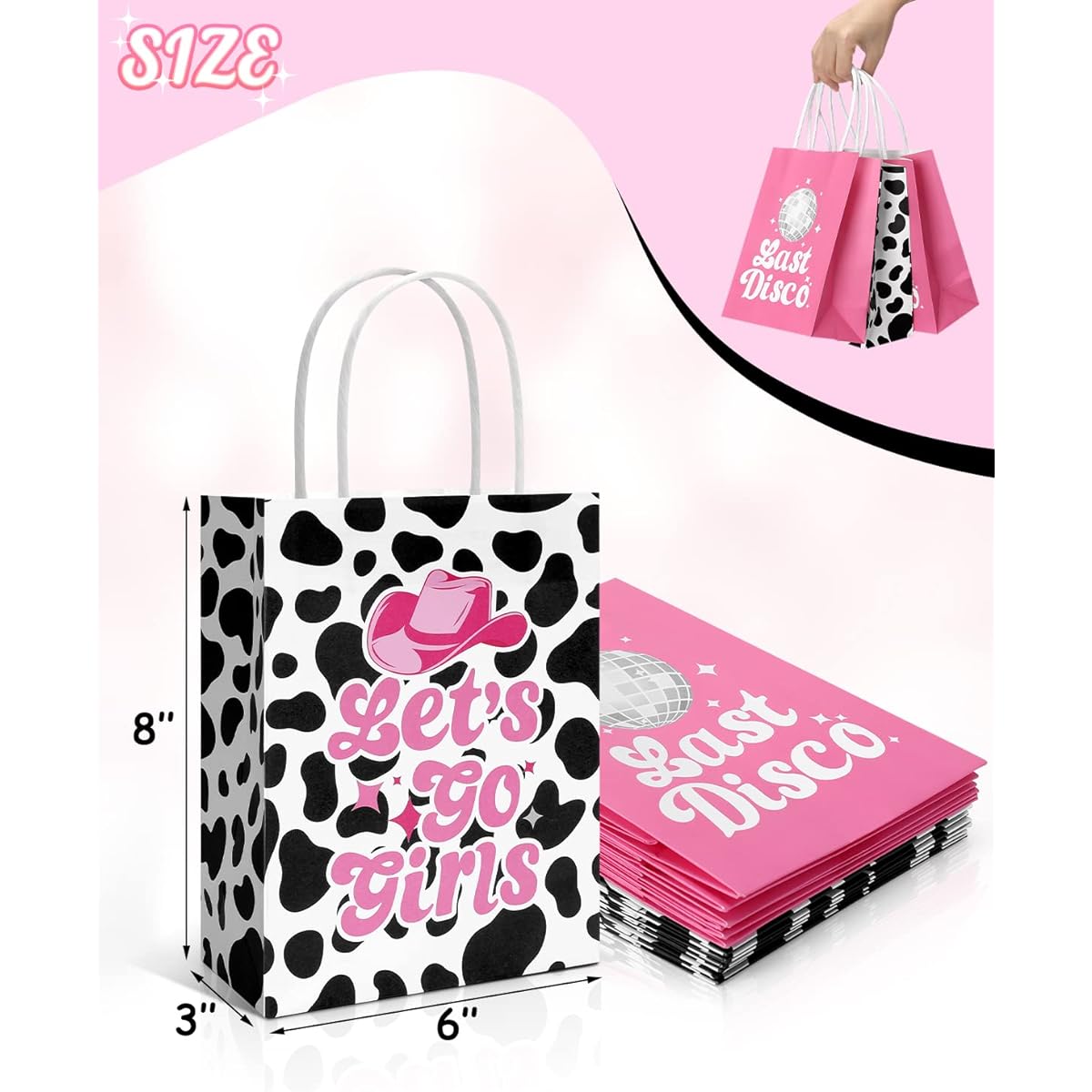 Sinasasspel Bachelorette Party Bags, Disco Cowgirl Favor Bags, Last Disco Party Hangover Kit Bags, Last Disco Bridal Shower, 70s Theme Retro Bachelorette Party Supplies