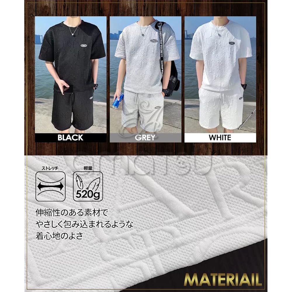 [amatsu] [Summer Stylish Logo Top and Bottom Set] Jersey Top and Bottom Setup Sweatshirts Short Sleeve Sports Loungewear Room Wear