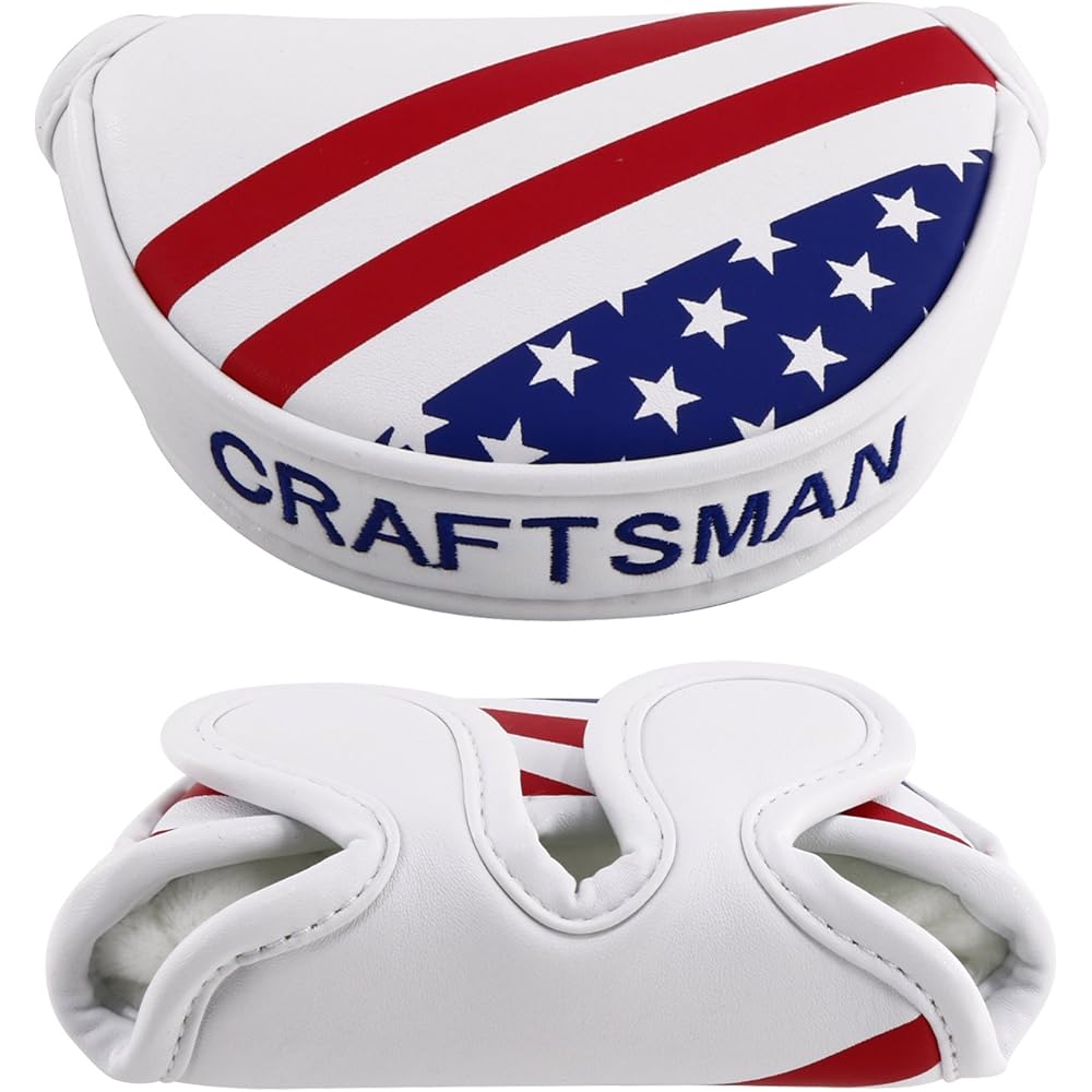 CRAFTSMAN Golf Head Cover, Small Putter Cover, Compatible with Mallet Type, Comes with Magnet, Made of Leather, American Flage Style, Sold Individually