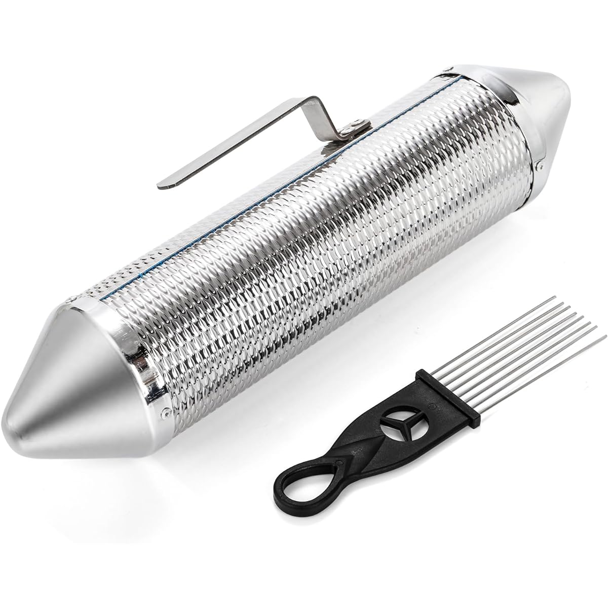 SOUJOY Guiro Musical Instrument Stainless Steel Guiro Shaker with 2 Scrapers 15" x 3" Latin Percussion Instrument Professional Band Accompaniment Sand Hammer for Musical Instrument Training