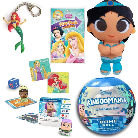 Brave Pretty Mini Figures Disney & Ariel Little Mermaid Jasmine from Aladdin and Princess Card Game Deck + Snow White & Seven Dwarf Trading Card Pack + Girl Stickers 5 Items