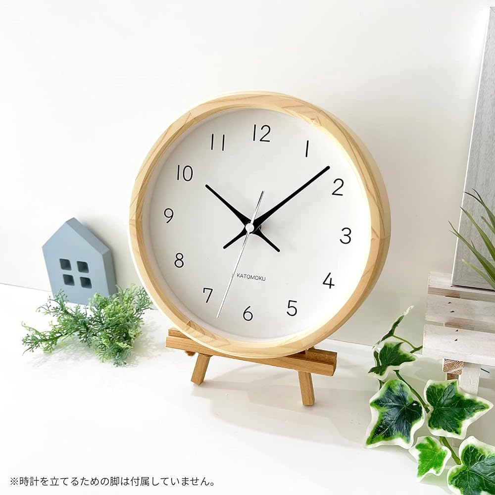 KATOMOKU Muku Clock 13 Hinoki Radio Clock Continuous Second Hand km-130HI φ220mm (Radio Clock)