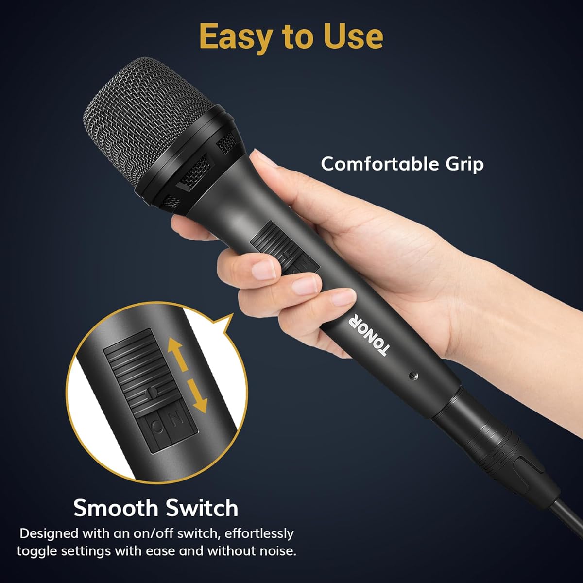 TONOR Professional Vocal Microphone for Singing Dynamic Handheld Wired Karaoke Microphone Cardioid Studio Microphono 5M XLR~1/4 Inch Cable for Speaker/Mixer Machine/Amplifier/Speech/Karaoke/Outdoor