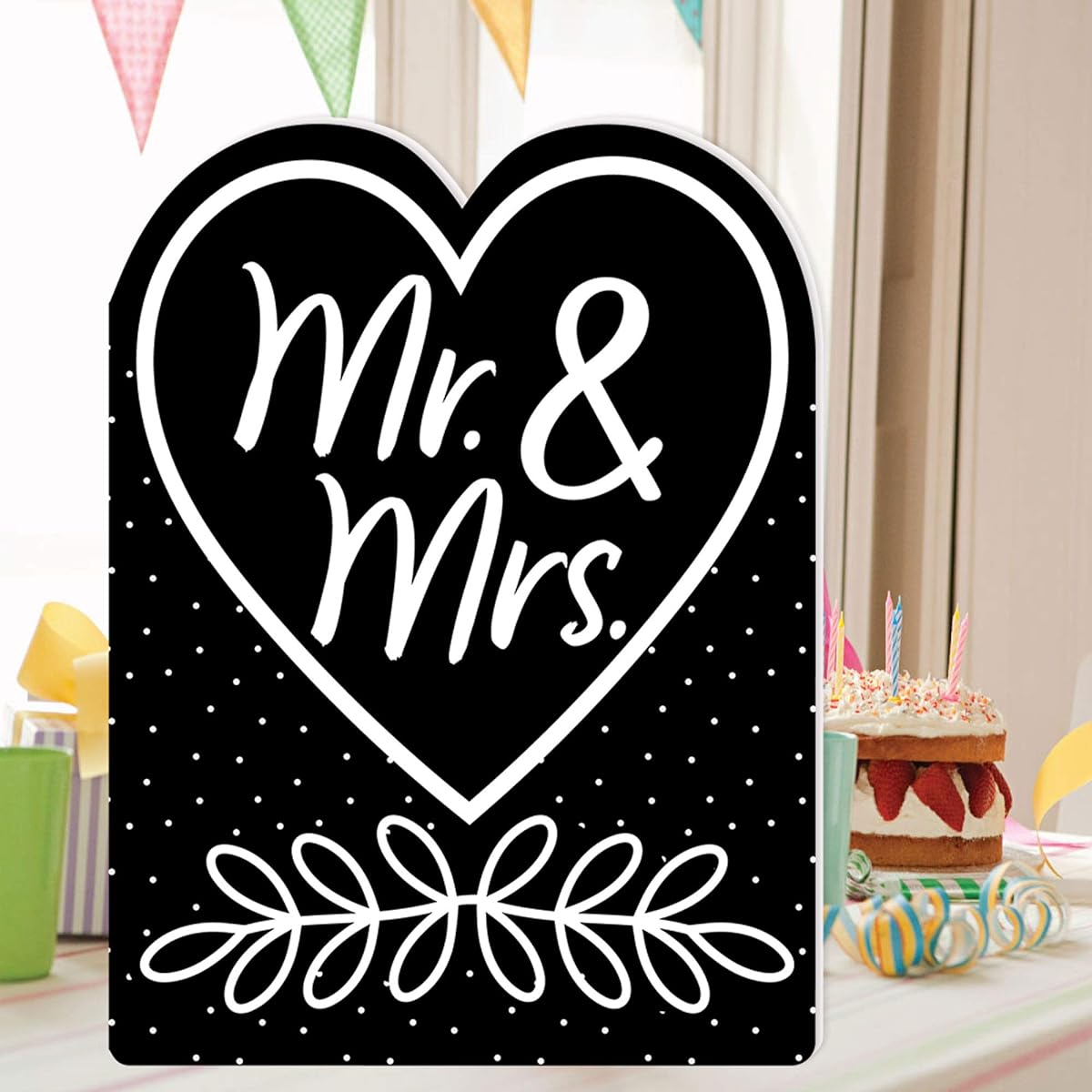 Big Dot of Happiness Mr. and Mrs. - Black & White Wedding Congratulations Giant Greeting Card - Large Shape Jumbo Pacific Card - 16.5 x 22 Inches