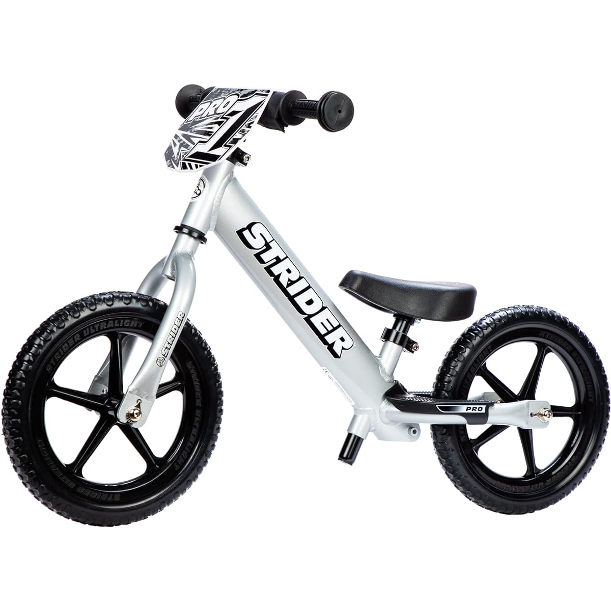 STRIDER 12 Pro Balance Bike, Ideal for Ages 18 Months to 5 Years, Lightweight Aluminum Model, Silver [Parallel Import]