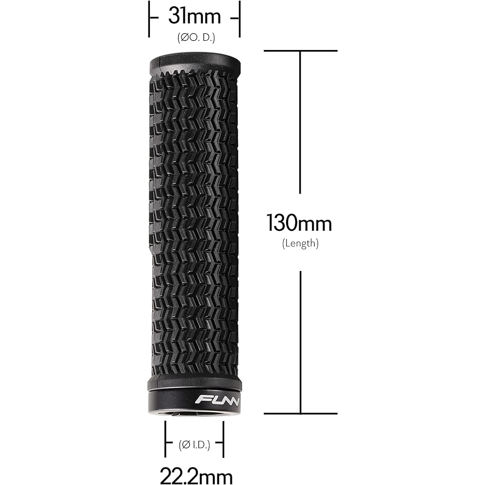 Funn Holeshot Bicycle Grips - Bike Grips with One Side Lock-on Clamp - Suitable for Mountain Bikes, Cross Bikes, BMX Bikes, Made of Non-Slip Rubber, Ultra Light and Comfortable