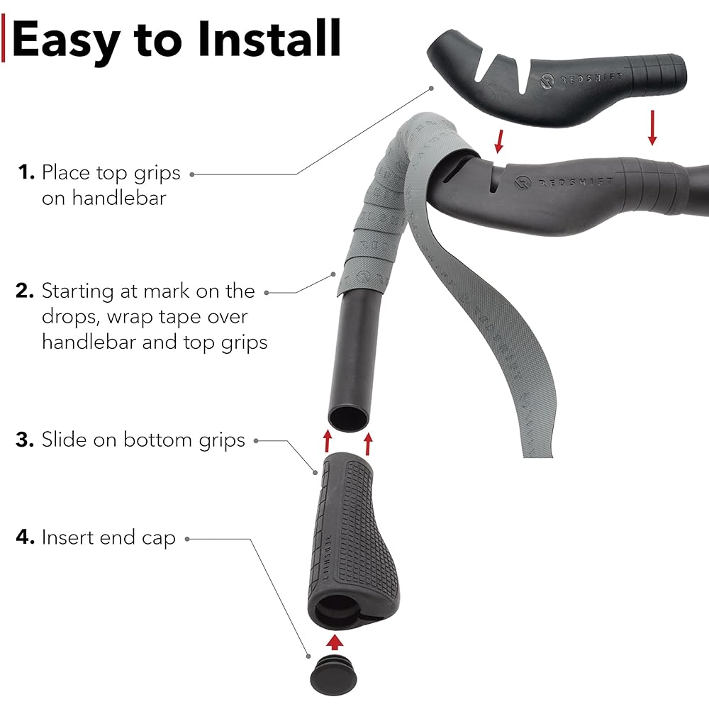 REDSHIFT Cruise Control Drop Bar Grips for Road Bike Handlebars, fits All Drop Bar Handlebars for Road, Gravel and Fixie Bicycles, Ergonomic Comfort Cycling Accessory