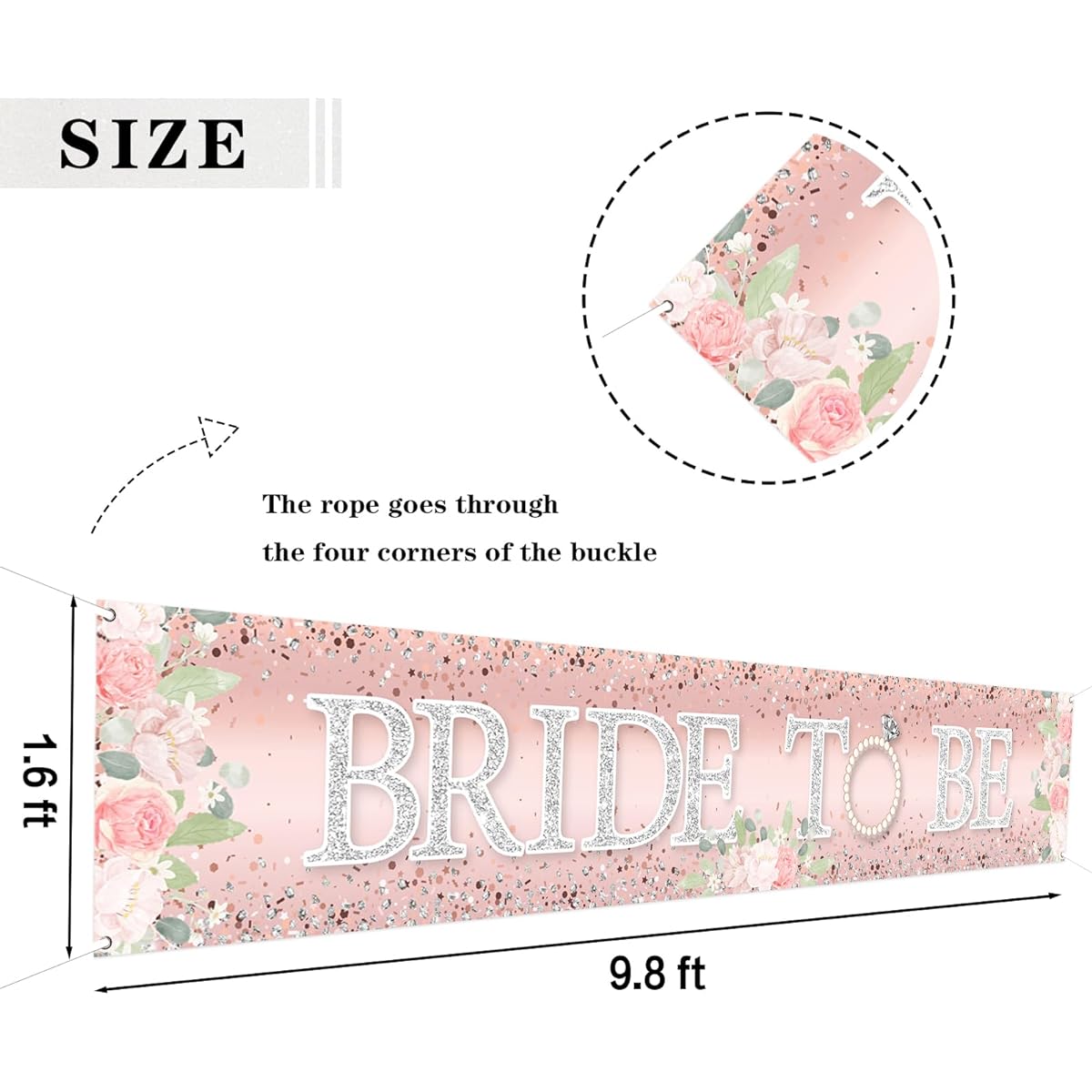 WeBenison Large Bride to Be Banner Bridal Shower Backdrop Banner Wedding Lawn Yard Sign Background Bachelorette Party Outdoor Indoor Decor 10 x 1.5ft
