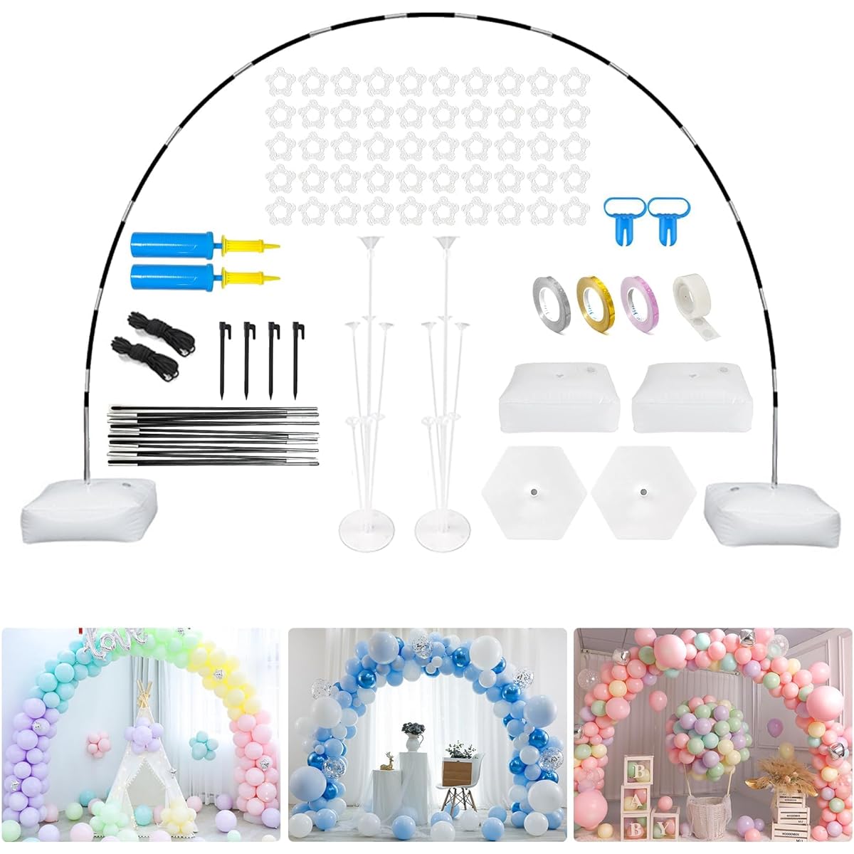 Balloon Arch Kit 10' Width & 9' Height Balloon Arch Stand with Base for Wedding Baby Shower Birthday Party Supplies Decorations
