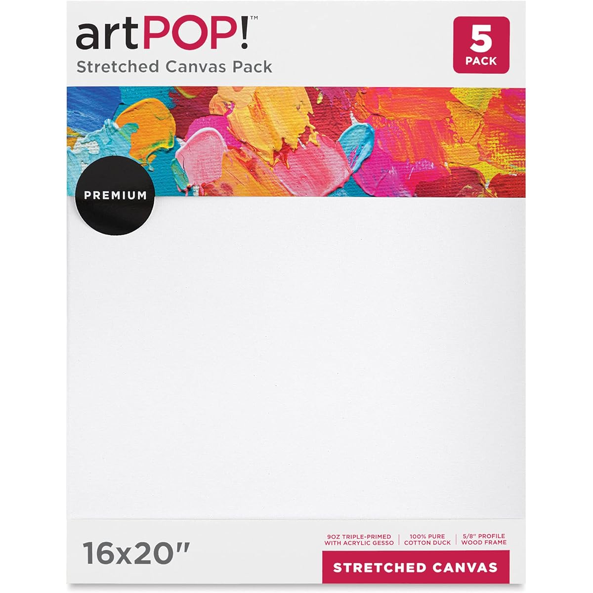 artPOP! Stretched Canvas Pack - 16" x 20" 5-Pack