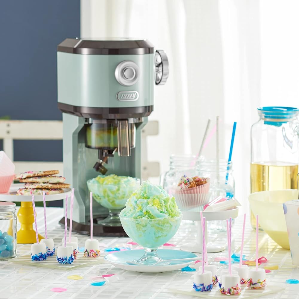 [Toffy] Electric Fluffy Shaved Ice Maker K-IS12 (Pale Aqua) [2023 Model] Authentic Shaved Ice, Frozen Fruit, Half Ice, Mixed Ice, Juice, Milk Ice, Fluffy, Smooth, Crisp, Ice Cup Included K-IS12
