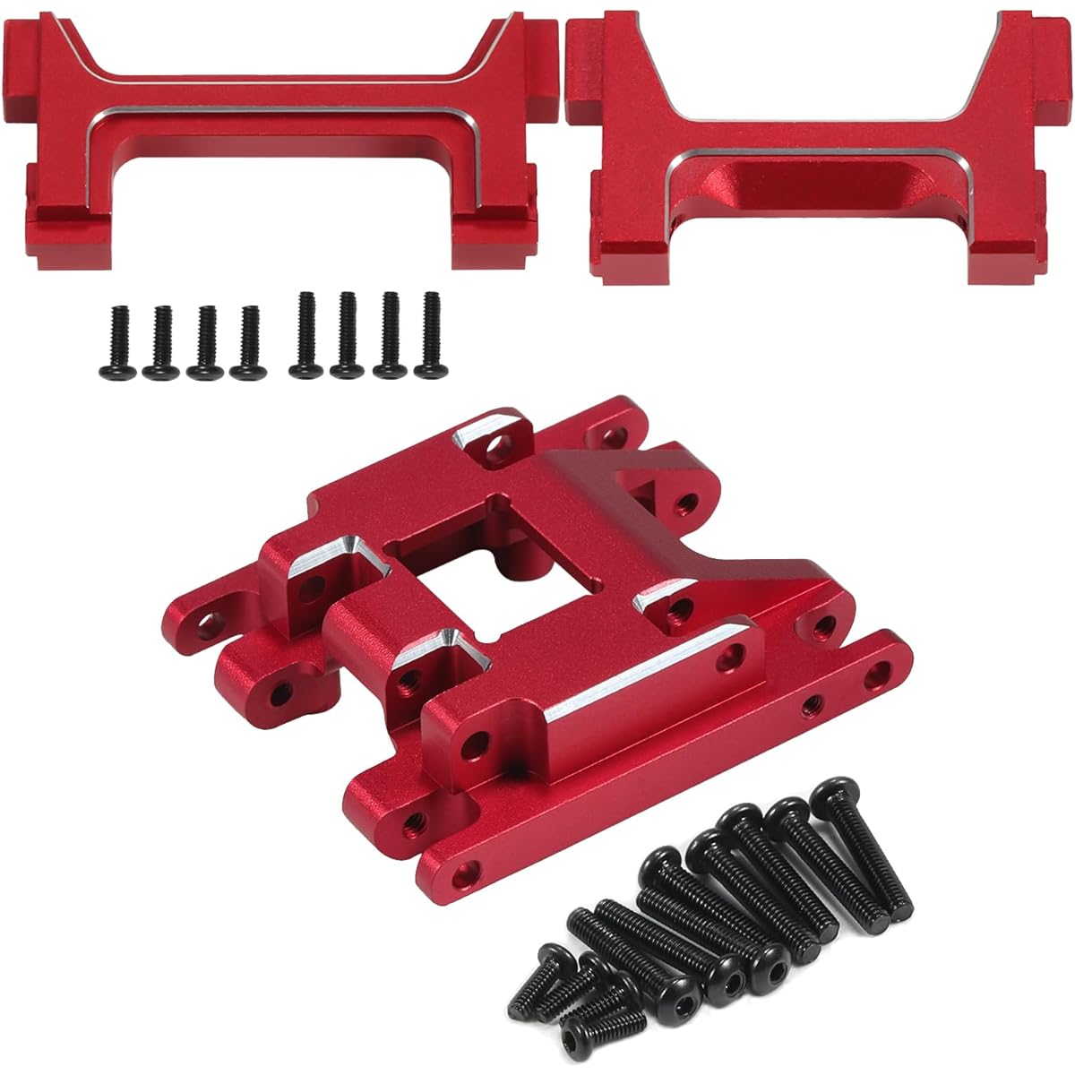 RCBOYZ TRX4M Gearbox Mount & Front Rear Bumper Mount Aluminum Alloy Set for 1/18 RC Crawler Defend Bronc Upgrade (Red)