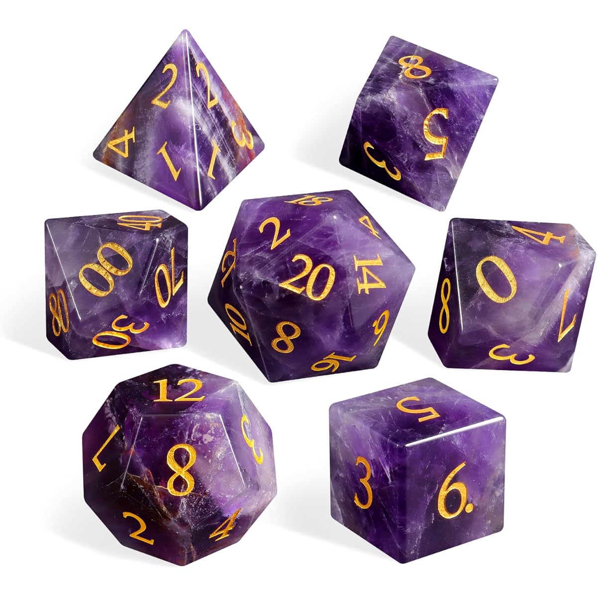 Lucky-M Gemstone Dice DND Dice Dungeons and Dragons Mini Dice Set Role Playing Game Dice Set D&D Accessories Gift (4.Amethyst)