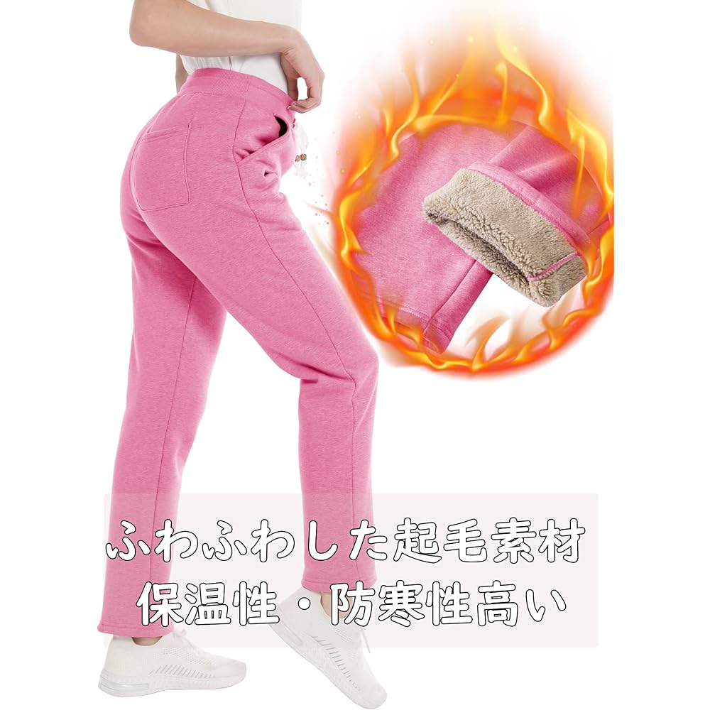 [KEFITEVD] Women's Sweatpants, Boa Lining, Cold Weather Pants, Thick, Thermal, Easy Pants, Large Size, Jersey, Stretch, Elastic Waist, Pockets Included