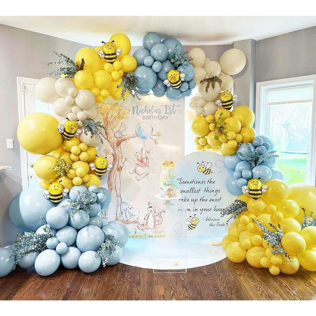 Blue Yellow Balloon Garland Double Plush White Sandra Tex Balloons Dusty Blue Mustard Yellow Balloon Arch Kit Bridal Baby Shower Wedding Birthday Graduation Anniversary Party Decorations