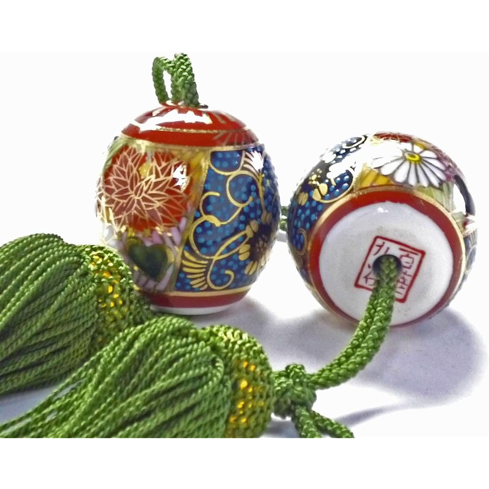 Kutani ware [Fuchin] Blue grain & gold flower filling heart
