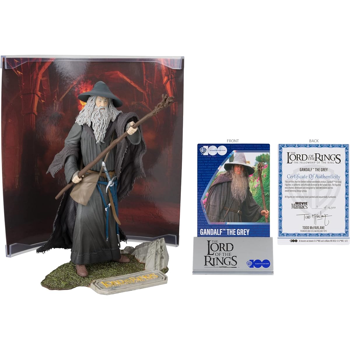 McFarlane Toys - WB 100: Gandalf the Grey (Lord of the Rings) Movie Maniacs 6" Pose Figure