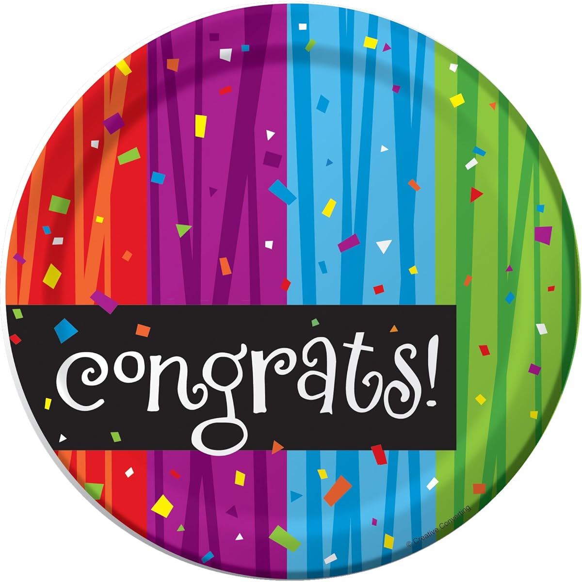 Creative Converting Milestone Celebrations Round Dessert Plates, 8-Count, Congrats