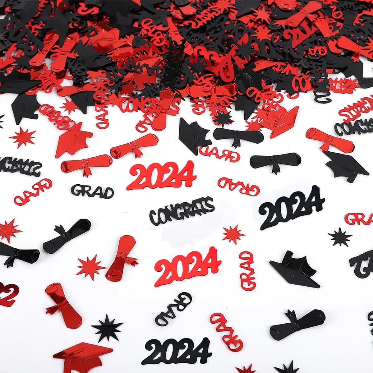 Graduation Confetti 2022 Black Red Decorations Graduation Party Supplies Class of 2022 Decorations Table Confetti for Kindergarten Preschool High School College