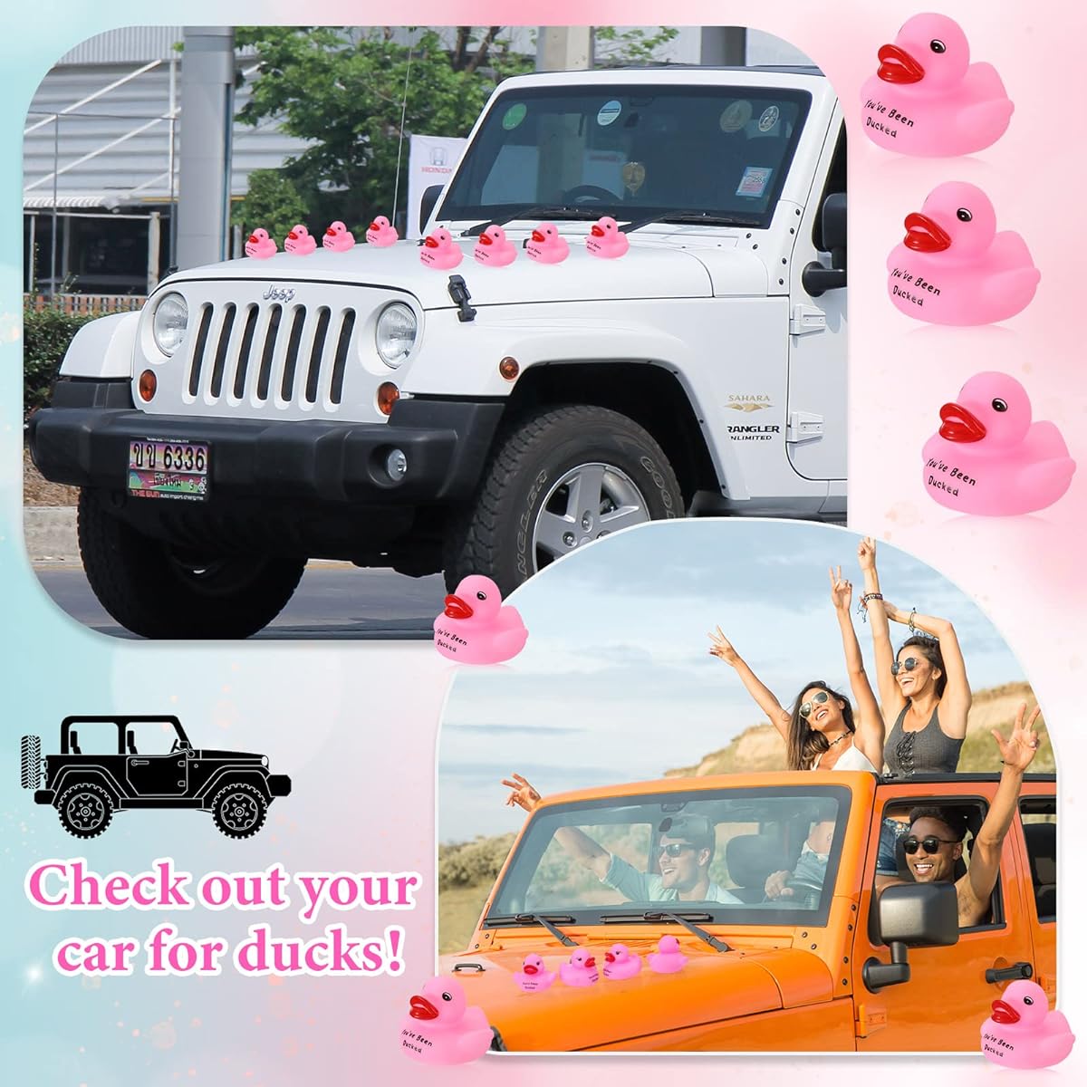 30 Pcs Pink Rubber Ducks You've Been Ducks Shower Rubber Ducks 2.16 Inch Rubber Ducks Little Ducks Float Bathtub Toys Party Favors Birthday Carnival Duck Games
