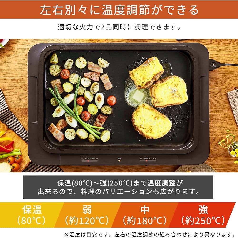 Iris Ohyama 1 left and right temperature control hot plate WHP-021-B Black