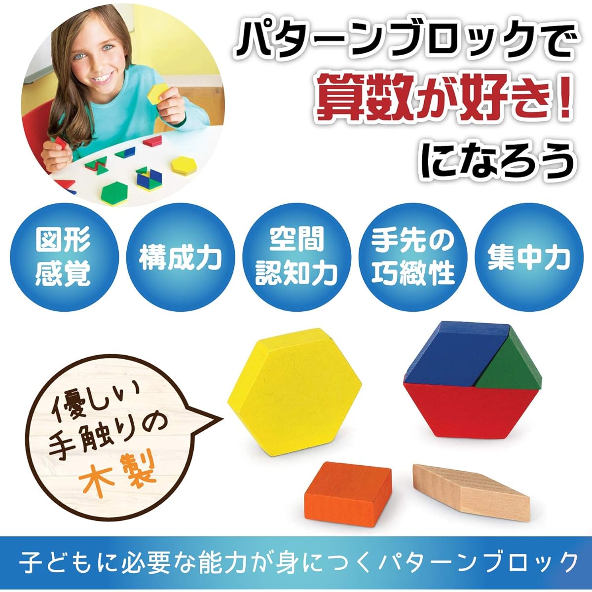 Learning Resources [Wooden] Pattern Blocks 250 Pieces Math Teaching Materials Shape Blocks LER0334 Authentic