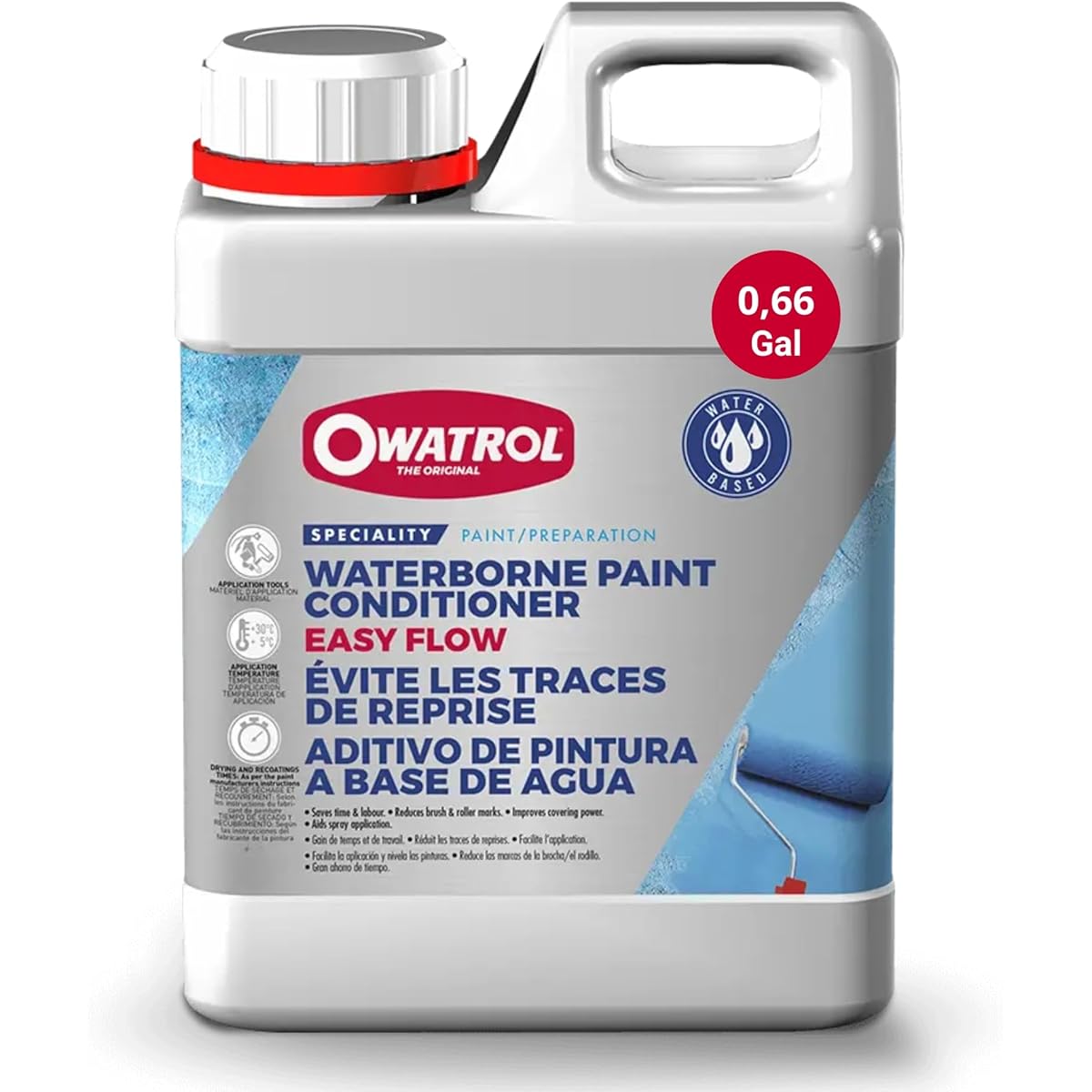 OWATROL Easy Flow Paint Premium Additive for Acrylic Paint Pouring, Art Water-Based Acrylic Paint Conditioner, Removes Brush and Roller Marks, 2.5L