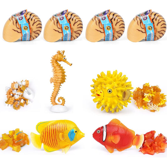 ARTKAL Uken 2nd Generation 3D Coral Fish Puzzle DIY Butterfly Fish/Ball Fish/Tomato Fish/Seahorse Model Educational Toys for Kids 4 Pieces Set 2566