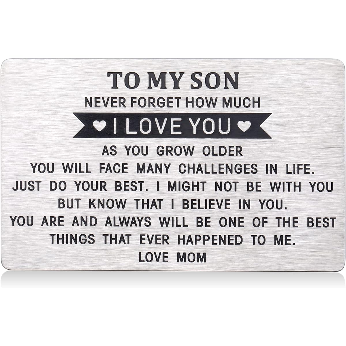 Teen Boy Stocking Stuffer Christmas Idea To My Son Wallet Card Gift from Mother Valentine's Day Birthday Gift for Son Men Kids Boys Teenagers Son in Law First Father's Day Gift, Silver, Small