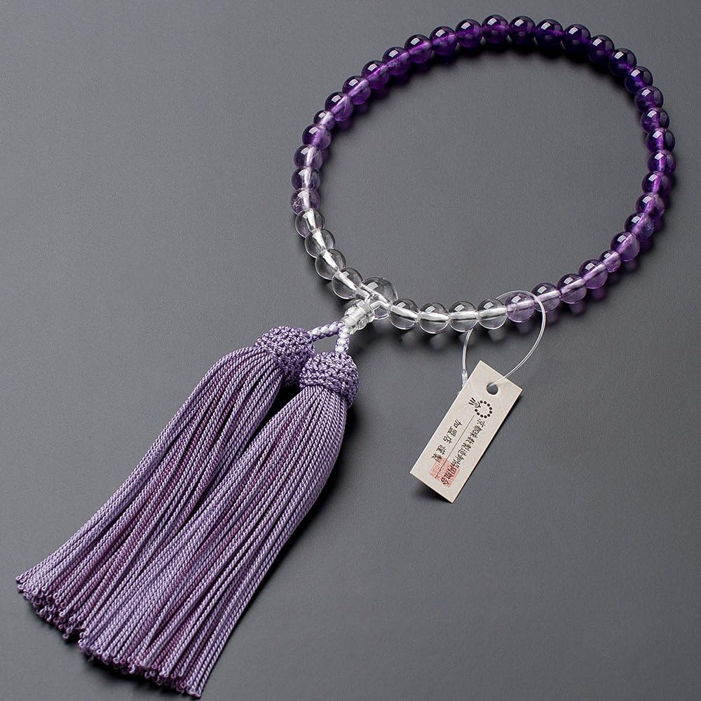 Buddhist altar store Takita Shoten Kyoto prayer beads for women, amethyst, gradation, 7mm beads, pure silk head tassel, beads bag included, can be used by all sects, certificate included