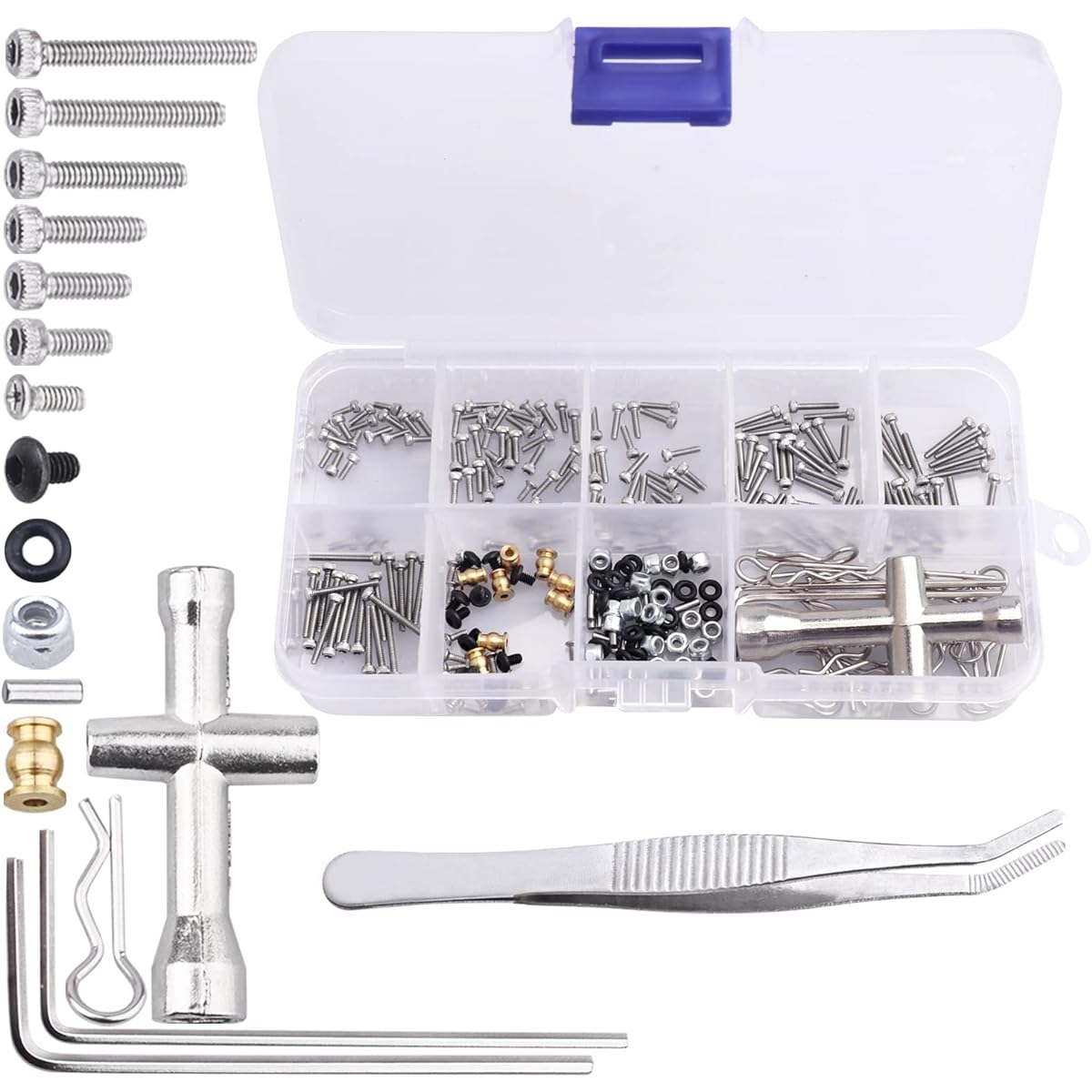 RC Screw Kit M1.4 Screws Hardware Fasteners Repair Tools for Axial SCX24 1/24 Scale RC Crawler Accessories 272pcs
