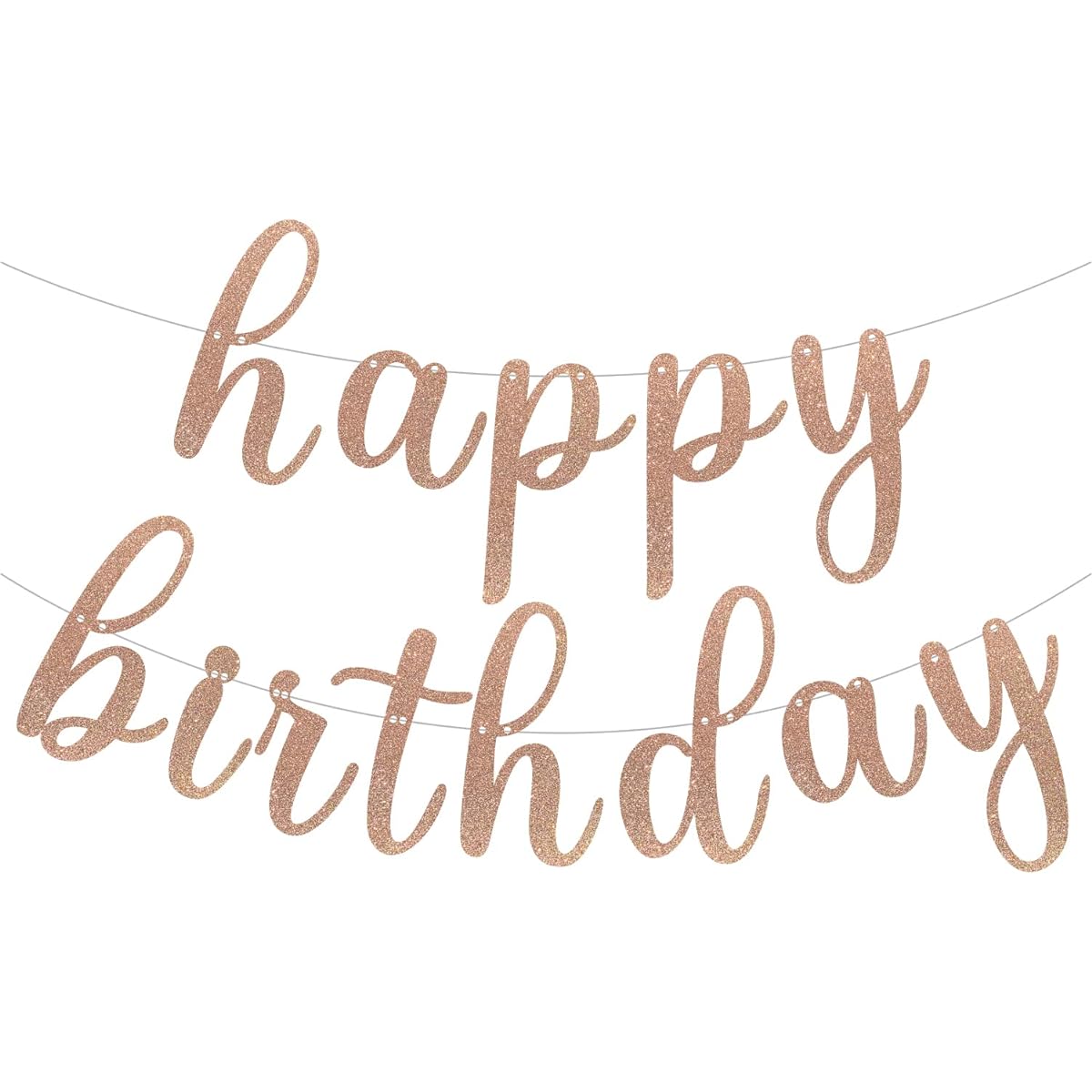 Happy Birthday Banner Pre-strung Rose Gold Glitter Birthday Party Decorations 9.84ft DIY Birthday Party Decor Event Favors for Women/Girls