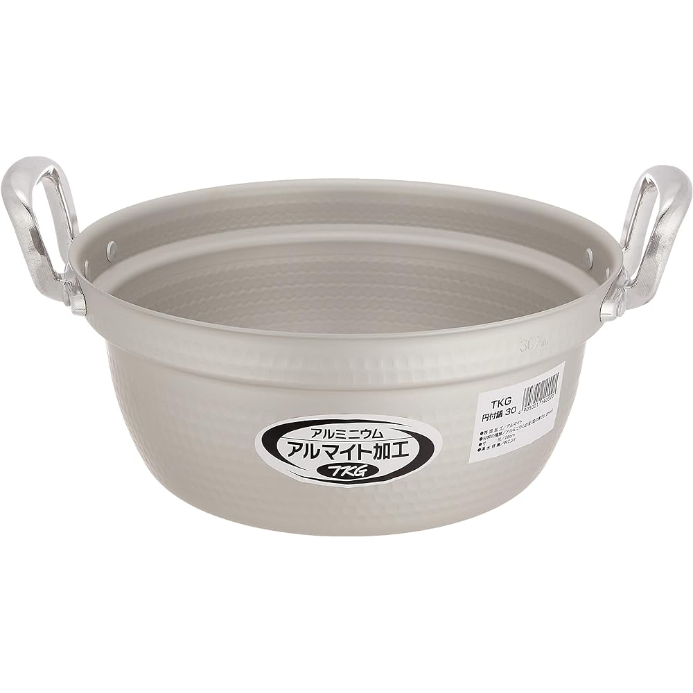 Endo Shoji TKG Cooking Pot, Two Hands, 30cm, Made of Aluminum, Alumite Processed, Ready to Use, Resistant to Discoloration, and Corrosion Resistant, Outer Diameter x Depth (mm) 317 x 140, Capacity (L) 7.2, Commercial Use AEV1703