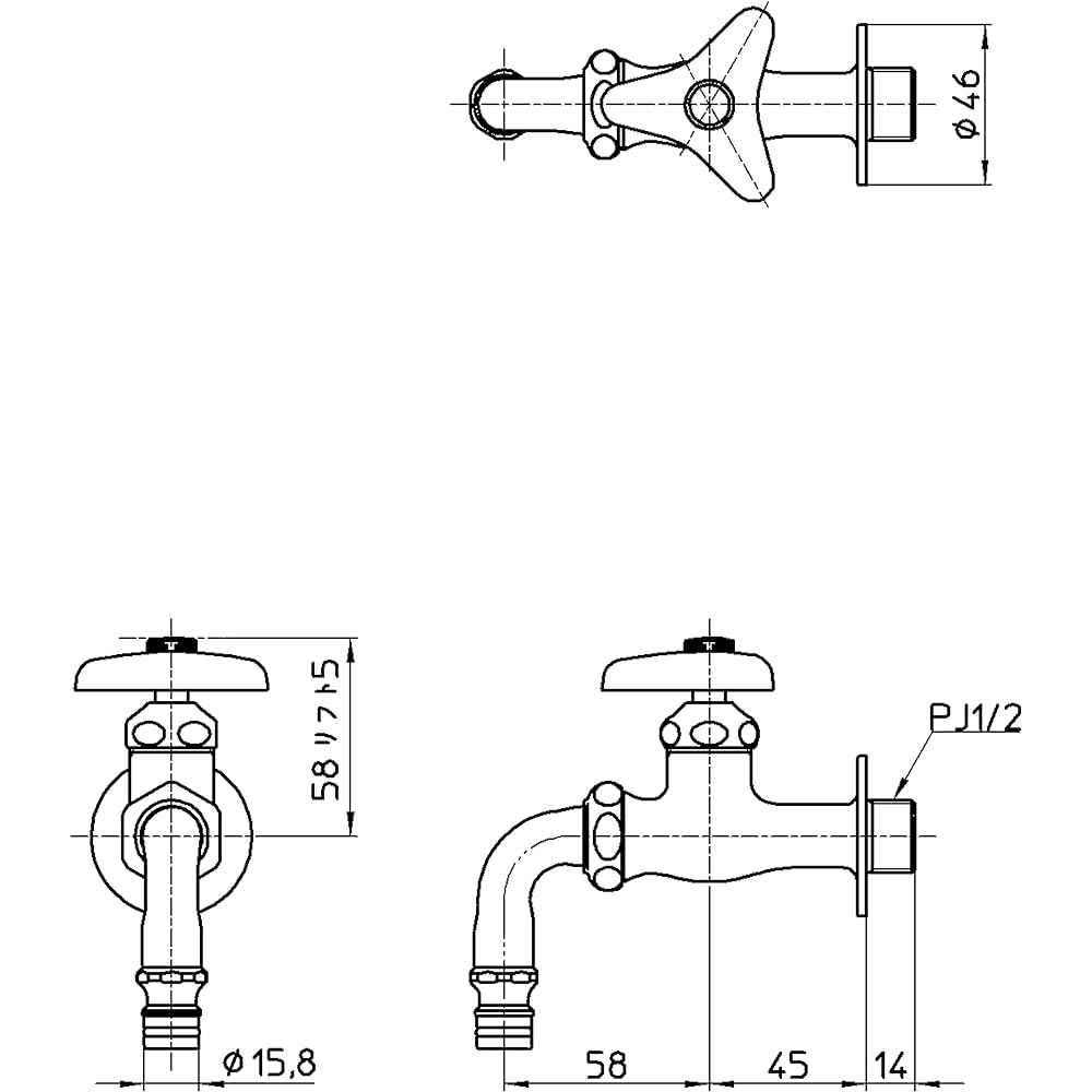 SANEI Home Water Faucet, Nominal 13, Cold Region Specification, Jointer Connection, Spout Pipe Rotation Y126K-13