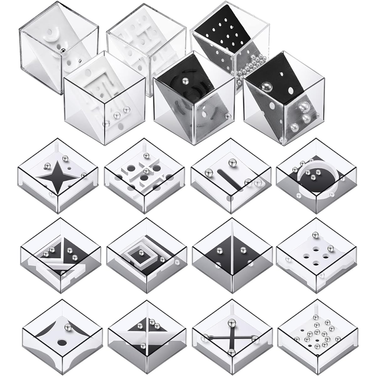Mini Puzzle Box 18 Pieces Balance IQ Maze Game Puzzle Balance Game Box Casual Intelligence Ball Maze Game Challenge Cube Puzzle Brain Teaser Puzzle Cube Stocking Stuffers for Teens
