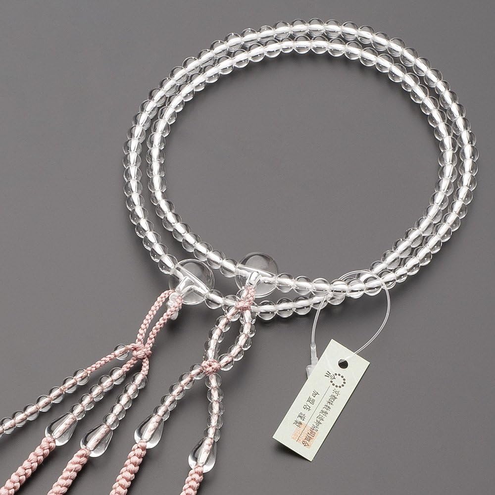 Buddhist altar shop Takita Shoten Prayer beads Nichiren sect genuine rosary [for women] Genuine crystal 8 dimensions Pure silk Hanabon tenbo ◆Kyoto rosary, real rosary, two-ringed rosary, Lotus, official rosary [Published by Takita Shoten, Kyoto rosary m