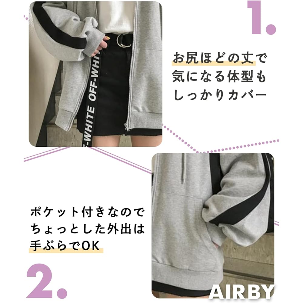 [Airby] Hoodie, Thin Outerwear, Big Size, Over Parka, Sweatshirt, Sweatshirt, Sweatshirt, Lined, Women's S~3XL