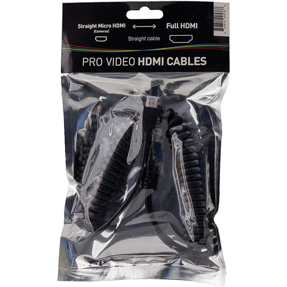 ATOMOS MICRO HDMI to Full HDMI Cable Curled 50cm (65cm extension compatible) ATOMCAB014