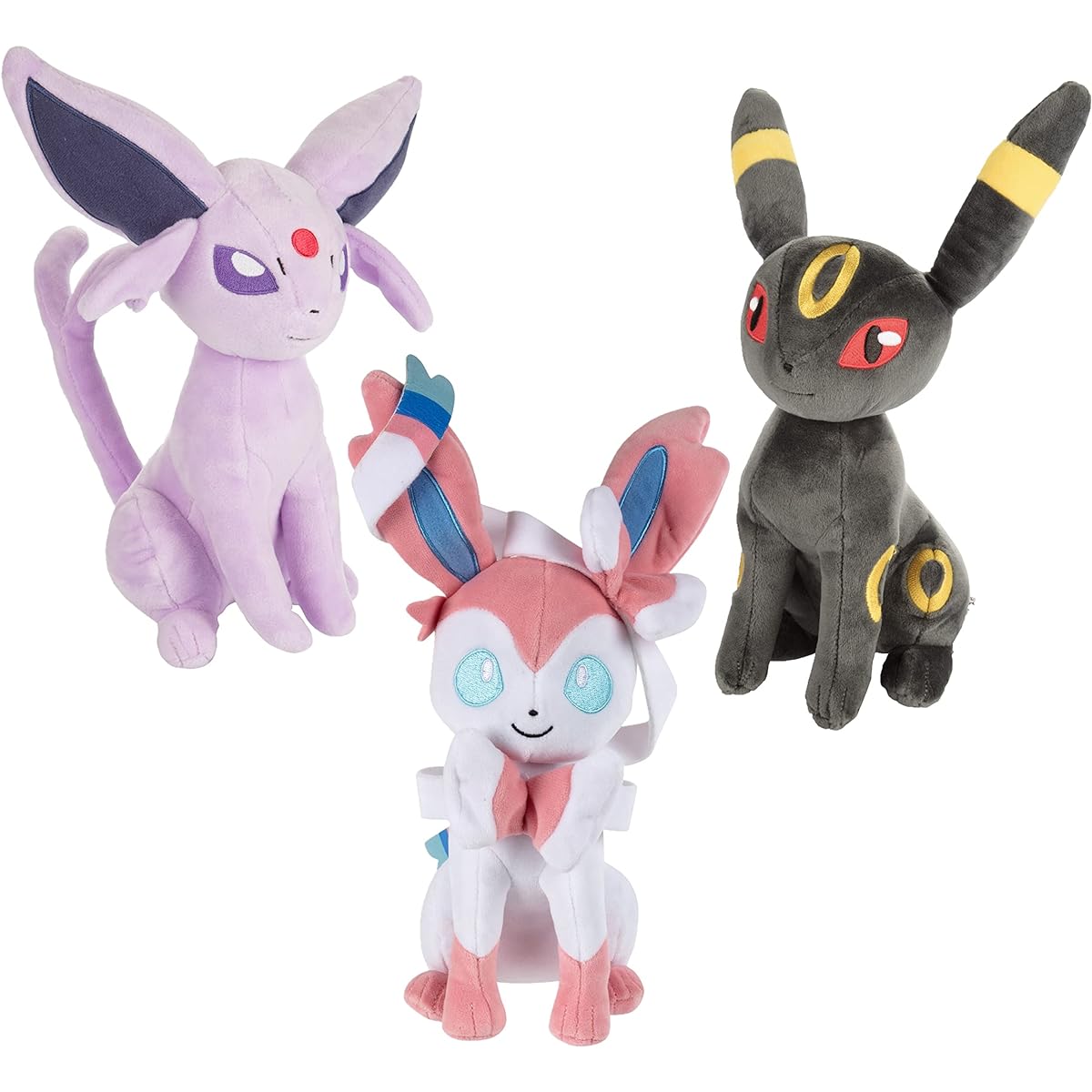Pokemon 8" Sylveon Espeon Umbreon Plush 3-Pack Eevee Evolution Officially Licensed Merchandise Great Gift for Kids