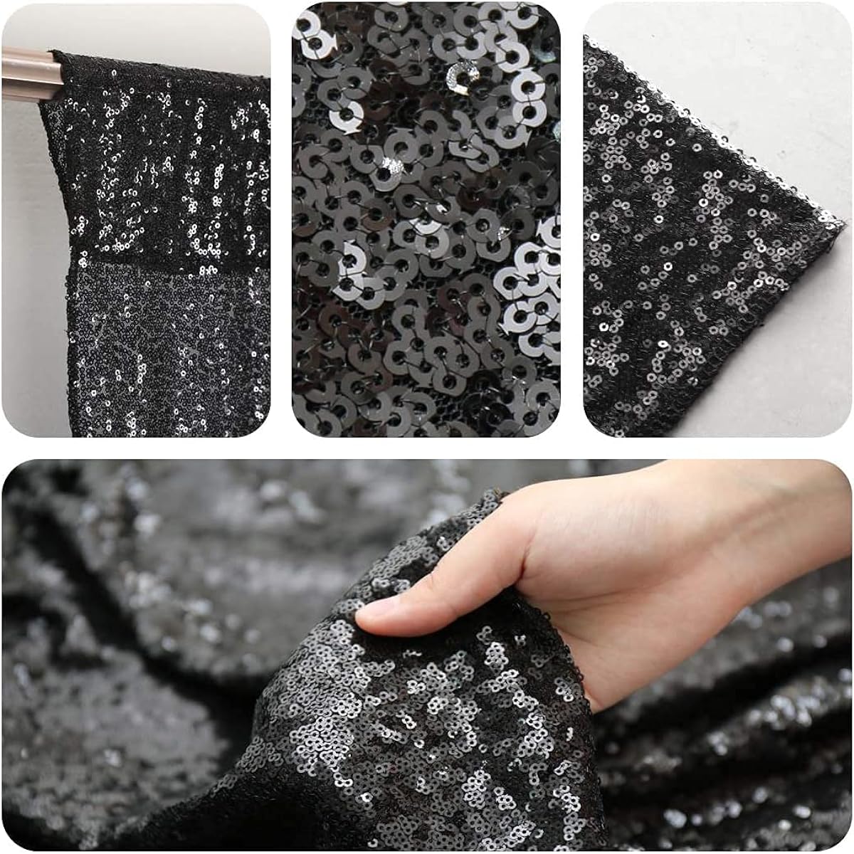 DominiBurl Black 4ft x 7ft Sequin Backdrop Photography Background Selfie Photo Booth for Graduation Bachelorette Party