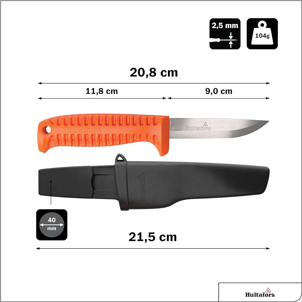 Hultafors Camping Knife Multipurpose Sustainable High Strength High Durability Blade Dimensions: 90mm Craftsman's Knife HVK Bio AV03801500