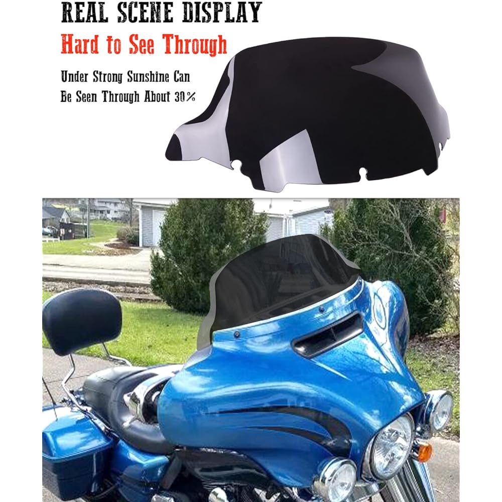 ANONEMOTO 10" Black Wave Windshield Windscreen Wind Splitter Compatible with Harley Touring 2014-2023 Street Glide Electra Glide Ultra Classic Tri Glide FLHTCU FLHTCUL FLHXSE FLHTK