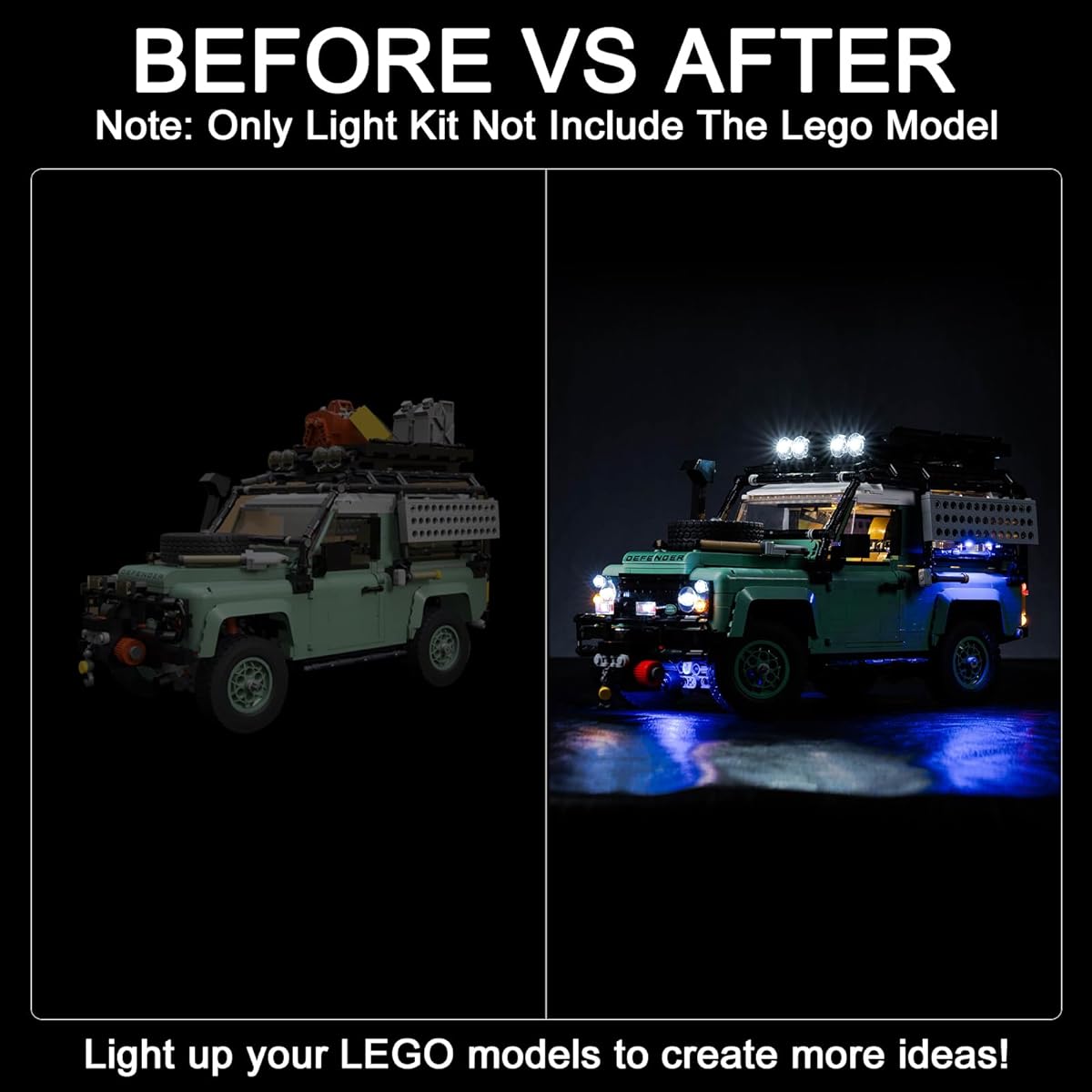 Upgrade Light Kit for Lego Icon Land Rover Classic Defender 90 Model Car Building Set Compatible with Lego 10317 (Model Not Included)