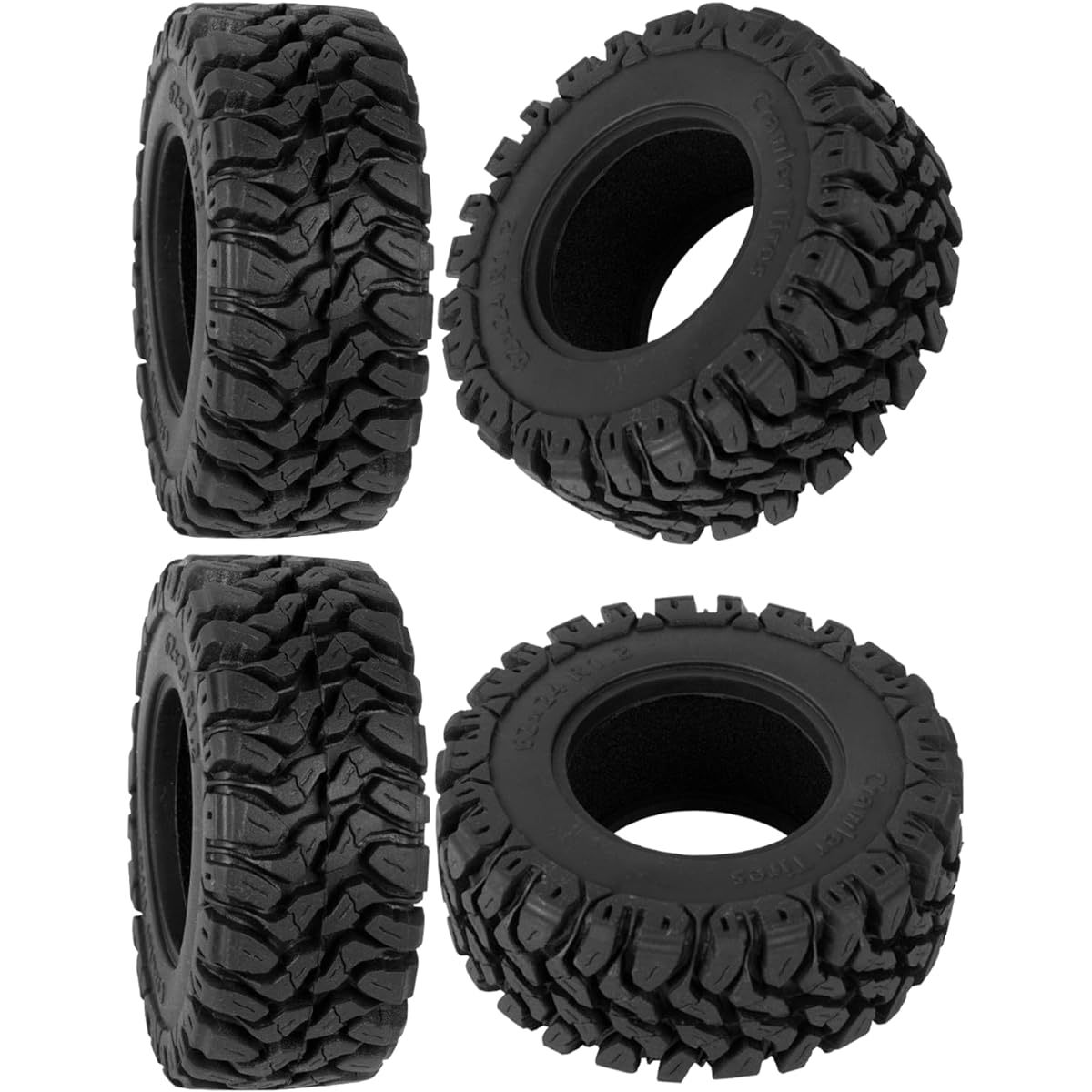 RcarmumbWow RC 1.2" Beadlock Tires 62*24mm for 1/18 Trx4m, 1/24 SCX24 FCX24 RC Crawler Car, 1.2" Tires Soft Sticky Rubber Tires, 4pcs (Style B)