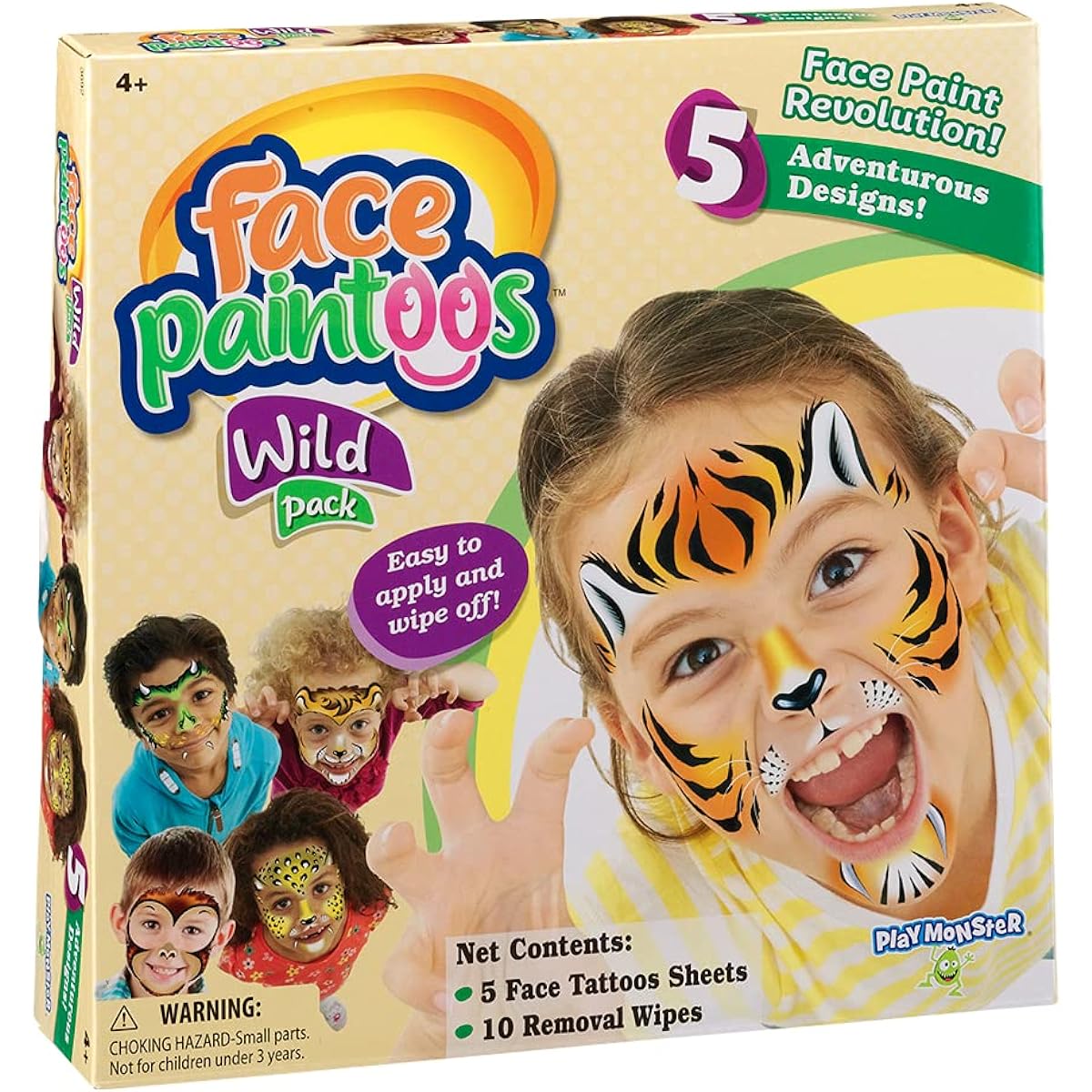 Face Paintoos - Wild Pack - Face Design Alternative to Face Paint, Ages 4+