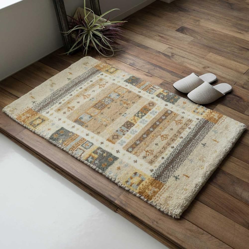 Sayang Sayan Hand Woven Gabbeh Gabbeh Entrance Mat Indoor Indoor SS2 60x90 Beige Wool