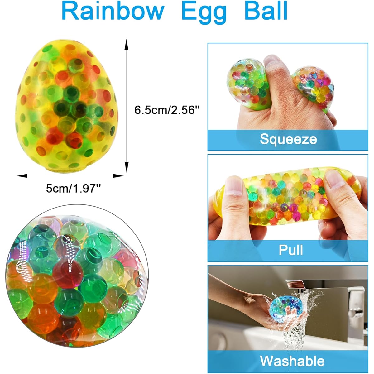 Cenmeytoy 8 Pack Easter Egg Stress Ball Fidget Toys 8 Colors Squeeze Ball Toys for Kids Boys Girls Easter Basket Stuffers Party Favors Gifts